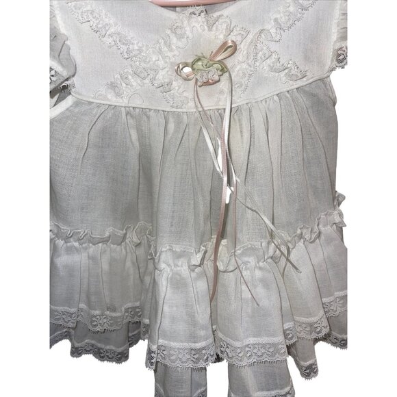 Vintage Bryan Baby Dress 18MO Pink & White Lace Trim Ruffled Collar Made In USA - Picture 14 of 16
